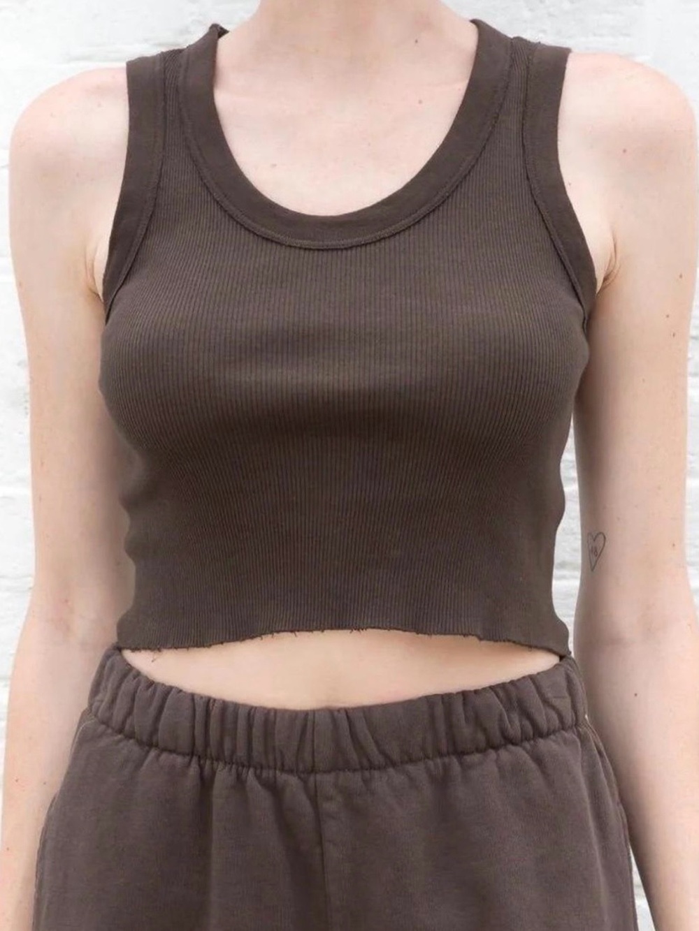 Brandy Melville Brown Ribbed Crop Tank